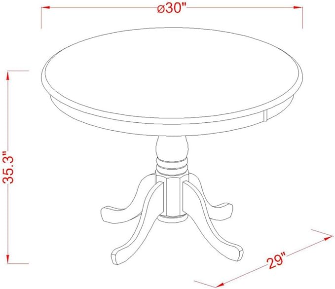 East West Furniture EDBU5-MAH-W 5 Piece Kitchen Counter Set Includes a Round Dining Table with Pedestal and 4 Dining Room Chairs, 30x30 Inch, Mahogany