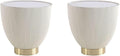 Manhattan Comfort Anderson Modern 18" Round End Table 2.0 | Ceramic Marble Tabletop, Elegant Pleated Leatherette Design & Gold Stainless Steel Base, Fully Assembled Accent Furniture, Set of 2, Cream