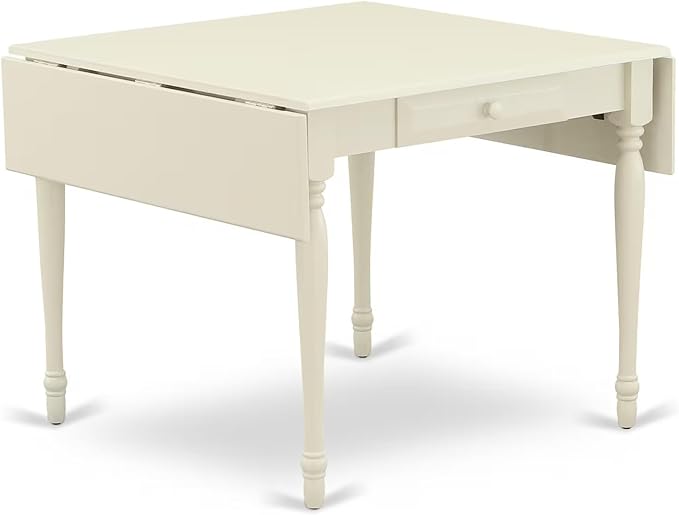 East West Furniture MZCL3-LWH-W 3 Piece Dinette Set for Small Spaces Contains a Rectangle Dining Table with Dropleaf and 2 Dining Chairs, 36x54 Inch, Linen White