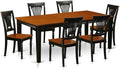 East West Furniture QUPL7-BCH-W 7 Piece Modern Dining Table Set Consist of a Rectangle Wooden Table with Butterfly Leaf and 6 Dining Room Chairs, 40x78 Inch, Black & Cherry