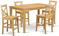 East West Furniture CAPU5H-OAK-W 5 Piece Counter Height Pub Set Includes a Rectangle Dining Table and 4 Dining Room Chairs, 36x60 Inch, Oak