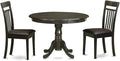 East West Furniture HLCA3-CAP-LC 3 Piece Modern Dining Table Set Contains a Round Wooden Table with Pedestal and 2 Faux Leather Dining Room Chairs, 42x42 Inch, Cappuccino