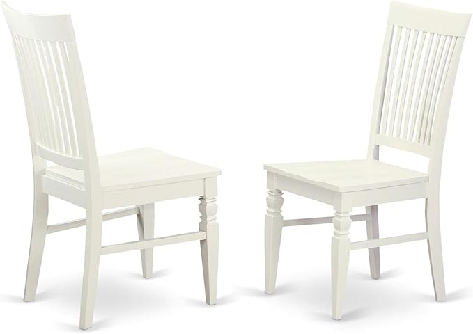 East West Furniture HLWE5-LWH-W 5 Piece Dining Set Includes a Round Dining Table with Pedestal and 4 Kitchen Chairs, 42x42 Inch, Linen White