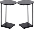 HDANI C Shaped End Table Set of 2,Couch Side Table That Slide Under,C Table End Table for Livingroom, Bedroom,Office (Black)
