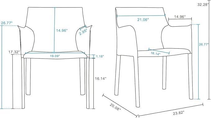 Manhattan Comfort Vogue Modern Faux Leather Dining Chairs, Metal Frame, Comfortable Padded Seat, Fully Assembled Armchair Accent Furniture, Set of 1, Clay