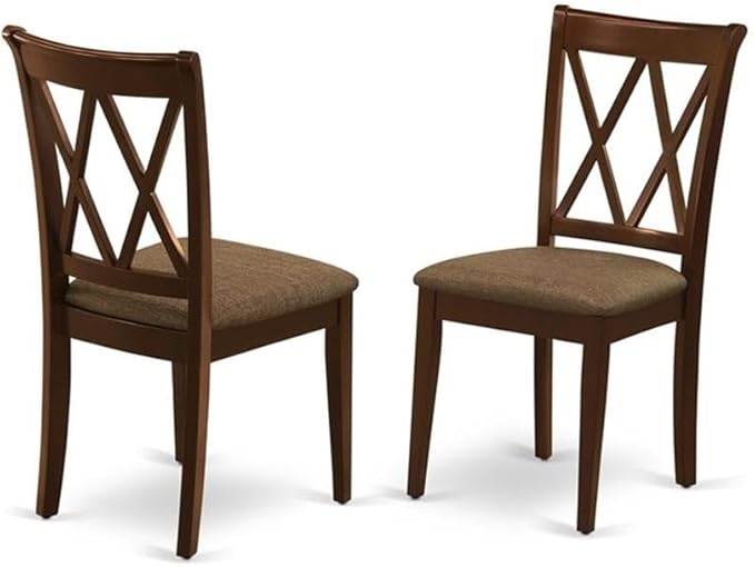 East West Furniture DOCL7-MAH-C 7 Piece Kitchen Table & Chairs Set Consist of a Rectangle Butterfly Leaf Dining Table and 6 Linen Fabric Upholstered Chairs, 42x78 Inch, Mahogany