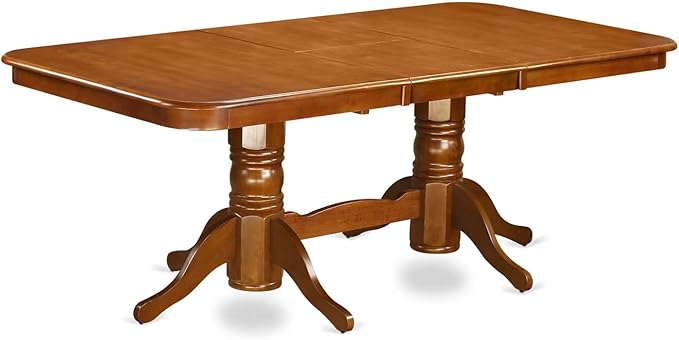 East West Furniture NANA5-SBR-W 5 Piece Dining Room Furniture Set Includes a Rectangle Kitchen Table with Butterfly Leaf and 4 Dining Chairs, 40x78 Inch, Saddle Brown