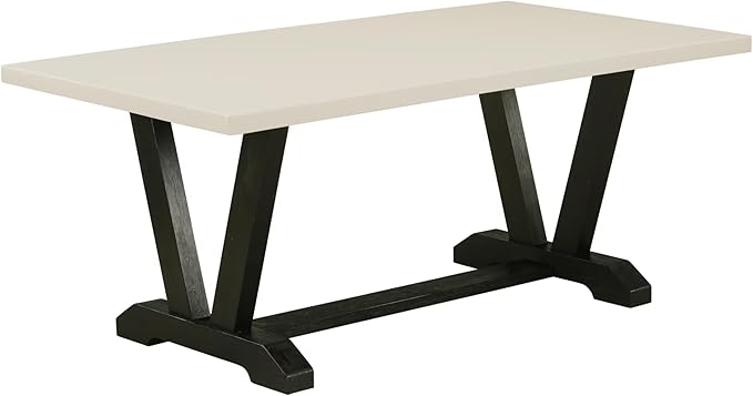 East West Furniture V627EL635-9 9 Piece Dining Table Set Includes a Rectangle Kitchen Table with V-Legs and 8 Doeskin Linen Fabric Parson Dining Room Chairs, 40x72 Inch, Multi-Color