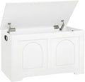 DINZI LVJ Storage Chest, 31.5”Wooden Toy Box with 2 Safety Hinges, Entryway Storage Bench with Flip-Top, Sturdy Storage Trunk for Living Room, Bedroom, Easy Assembly, White