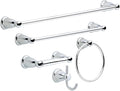 Franklin Brass Kinla 5-Piece Bathroom Set Polished Chrome 18" and 24" Towel Bar Racks,Toilet Paper Holder, Ring, Hook KIN5PC-PC