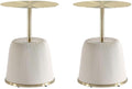 Manhattan Comfort Anderson Modern 15.75" Round End Tables 1.0 - Elegant Leatherette Upholstered Base with Pleated Design & Gold Steel Tabletop, Fully Assembled Accent Furniture, Set of 2, Cream
