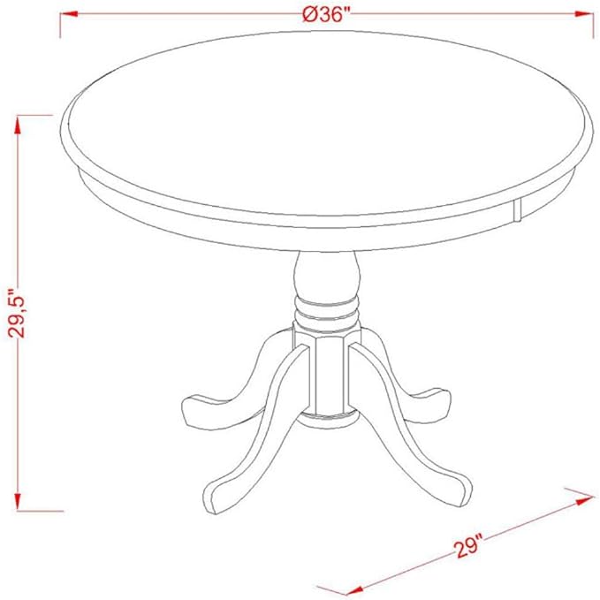 East West Furniture ANEN3-MAH-18 3 Piece Dining Room Furniture Set Contains a Round Kitchen Table with Pedestal and 2 Dark Coffee Linen Fabric Parson Dining Chairs, 36x36 Inch, Mahogany