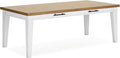 Signature Design by Ashley Ashbryn Casual Dining Table with 4 Felt-Lined Drawers for 8 People, White & Light Brown