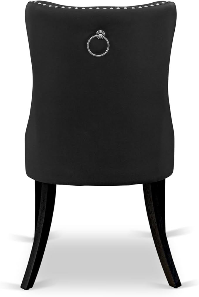 East West Furniture LGDA5-BLK-12 5 Piece Dining Set Includes a Rectangle Wooden Table with Butterfly Leaf and 4 Polyester Fabric Parson Chairs, 42x84 Inch, Black