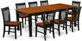 East West Furniture QUNO9-BCH-W 9 Piece Dining Set Includes a Rectangle Dining Table with Butterfly Leaf and 8 Kitchen Chairs, 40x78 Inch, Black & Cherry