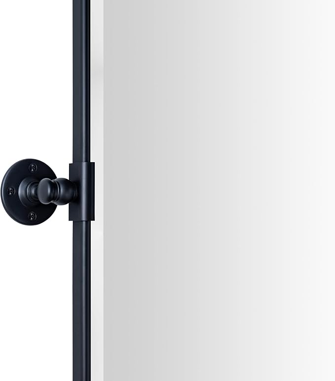 TEHOME 40x30'' Pivoting Bathroom Vanity Mirror Large Matt Black Metal Framed Rectangle Tilting Beveled Vanity Mirrors for Wall, Horizontal Hanging