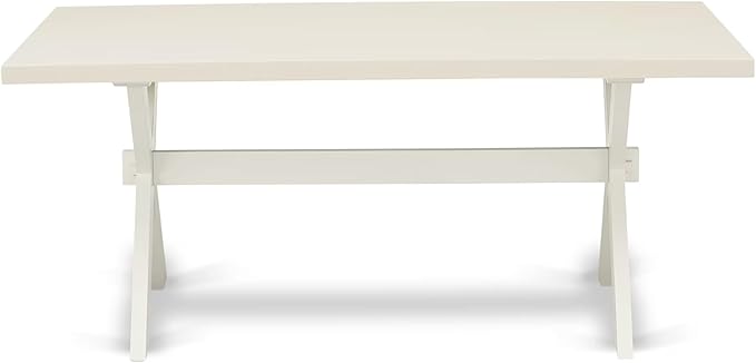 East West Furniture X027LA015-5 5 Piece Dining Room Furniture Set Includes a Rectangle Dining Table with X-Legs and 4 Baby Blue Linen Fabric Upholstered Chairs, 40x72 Inch, Multi-Color