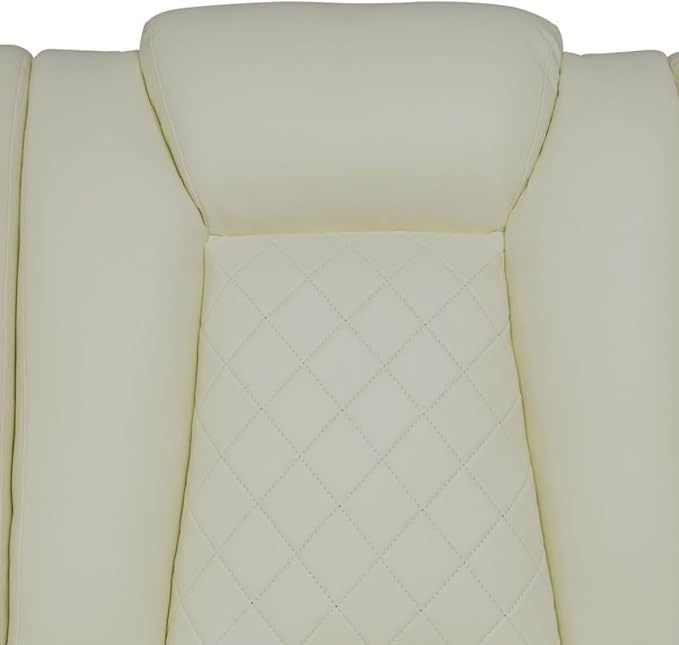 Electric Power Recliner Loveseat Set Living Room Furniture, Comfy Home Theater Breathing Leather Seating with USB 2.0 Charging Ports, LED Light Strips, Mid Console and Cupholders (White)