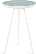 Kate and Laurel Laranya Modern Side Table; 15 x 15 x 23; Blue and White; Chic Minimalist Bedroom Nightstand Table with Hand-Applied Enamel Tabletop