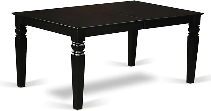 East West Furniture LGDA5-BLK-29 5 Piece Dining Set Includes a Rectangle Wooden Table with Butterfly Leaf and 4 Polyester Fabric Upholstered Chairs, 42x84 Inch, Black