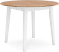 Signature Design by Ashley Gesthaven Farmhouse Dining Drop Leaf Table with 4 Legs, Light Brown & White