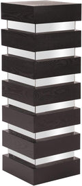 Howard Elliott Stepped Pedestal Accent Table, Black Wood and Mirrored Side End Table for Home Decor, Small Space Pedestal Table for Bedroom, Living Room & Entryway, 12 x 12 x 35.5 Inch, Tall