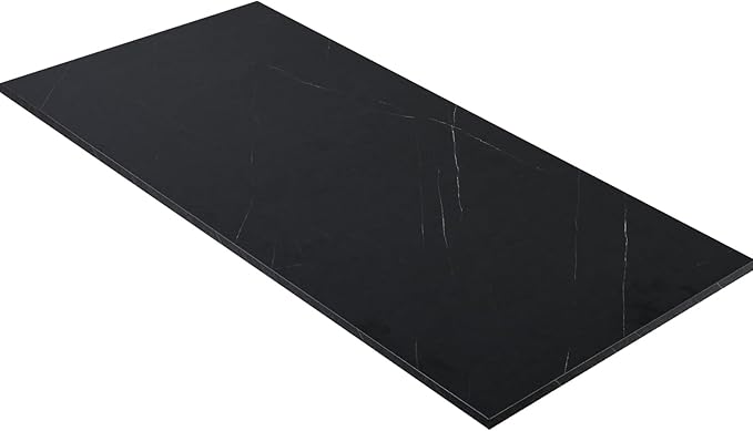 Kaboon Universal Tabletop 60"x18", Solid One-Piece Melamine Table Top, Double Desk L-Desk DIY, Home and Office Countertop, Cloud Atlas/Black Marble