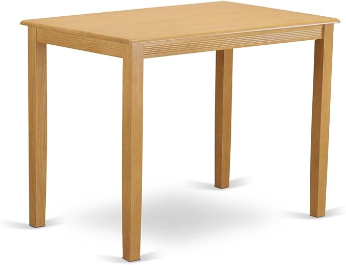 East West Furniture YAPB3-OAK-C 3 Piece Kitchen Counter Set for Small Spaces Contains a Rectangle Dining Room Table and 2 Linen Fabric Upholstered Dining Chairs, 30x48 Inch, Oak