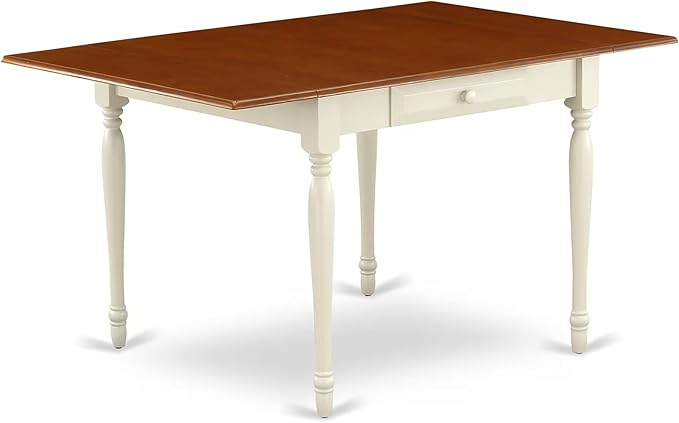 East West Furniture MZNI5-WHI-W 5 Piece Dining Table Set for 4 Includes a Rectangle Kitchen Table with Dropleaf and 4 Dining Room Chairs, 36x54 Inch, Buttermilk & Cherry