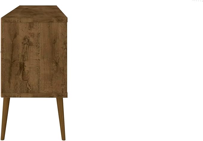 Manhattan Comfort Bradley Mid Century Modern TV Stand for Televisions up to 60 Inches, Living Room Entertainment Center with Storage, Media Shelves and Soft Close Doors, Rustic Brown/Yellow