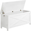 39.4" Toy Chest, Sturdy Entryway Storage Chest with Safety Hinges, Retro Toy Box, Wooden Look Accent Furniture for Living Room, Bedroom, White SCWT48101Z1
