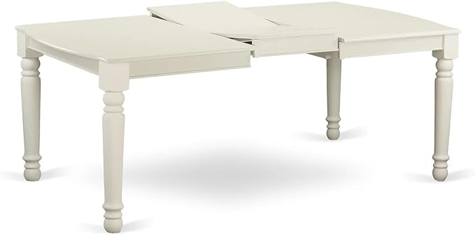 East West Furniture LGDA7-LWH-22 7 Piece Dining Table Set Contains a Rectangle Kitchen Table with Butterfly Leaf and 6 Polyester Fabric Chairs, linen white