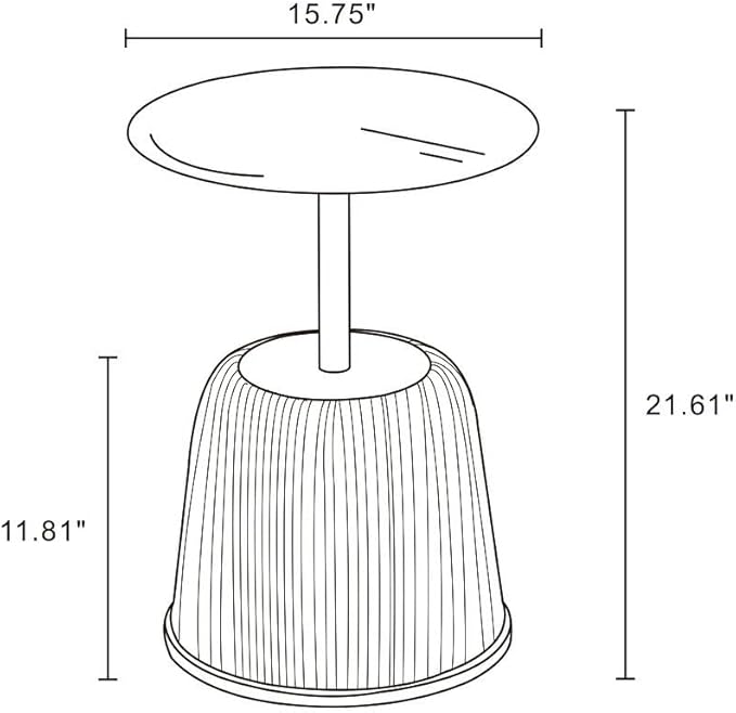 Manhattan Comfort Anderson Modern 15.75" Round End Tables 1.0 - Elegant Leatherette Upholstered Base with Pleated Design & Gold Steel Tabletop, Fully Assembled Accent Furniture, Set of 2, Grey