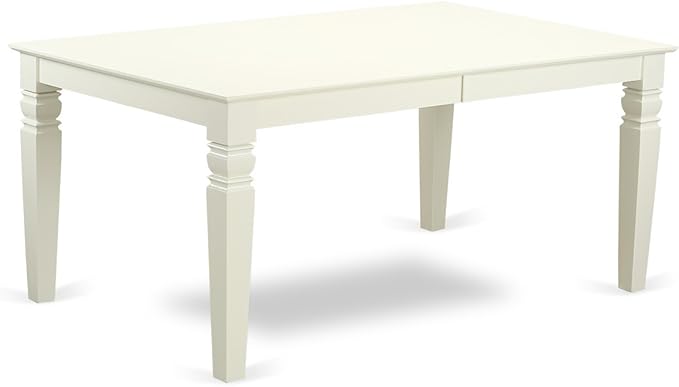 East West Furniture LGAV7-LWH-W 7 Piece Dining Room Table Set Consist of a Rectangle Kitchen Table with Butterfly Leaf and 6 Dining Chairs, 42x84 Inch, Linen White