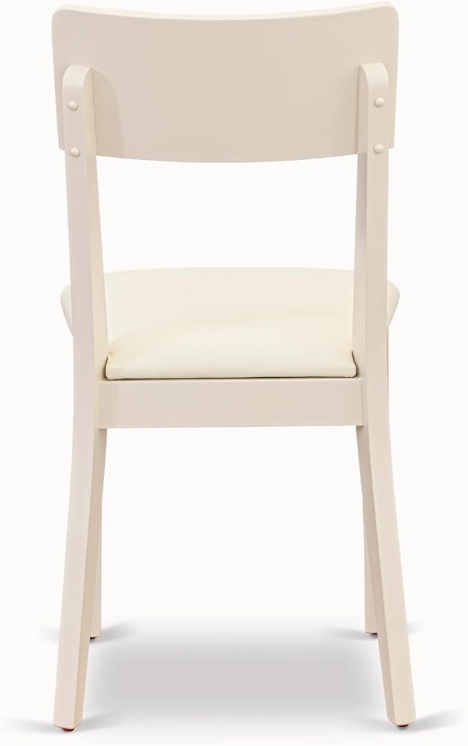 East West Furniture CAAD5-LWH-LC 5 Piece Dining Room Table Set Includes a Rectangle Kitchen Table and 4 Faux Leather Upholstered Dining Chairs, 36x60 Inch, Linen White