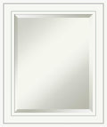 Amanti Art White Bathroom Mirror for Over Sink, 25x21 Craftsman White Rectangle Vanity Mirror, Small Casual Wood Frame, Hangs Horizonally and Vertically, Bathroom Wall Decor, Beveled Edge from WI, USA
