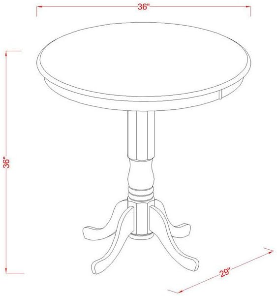 East West Furniture JAPB5-OAK-W 5 Piece Counter Height Dining Table Set Includes a Round Kitchen Table with Pedestal and 4 Dining Chairs, 36x36 Inch, Oak