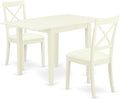 East West Furniture NDBO3-LWH-LC 3 Piece Dining Room Table Set Contains a Rectangle Dining Table with Dropleaf and 2 Faux Leather Upholstered Chairs, 30x48 Inch, Linen White
