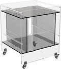 Transparent Acrylic Mobile Side Table with Wheels - Multifunctional Storage & Stylish Home Decor (Grey)