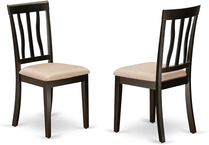 East West Furniture HLAN3-CAP-C 3 Piece Dining Table Set for Small Spaces Contains a Round Dining Room Table with Pedestal and 2 Linen Fabric Upholstered Chairs, 42x42 Inch, Cappuccino