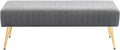 Furniliving 44 Inch Bedroom Benches, Upholstered Tufted Striped Fabric Ottoman Bench with X-Shaped Metal Legs for Living Room, Solid Wood Indoor Bench for Foyer (Grey)