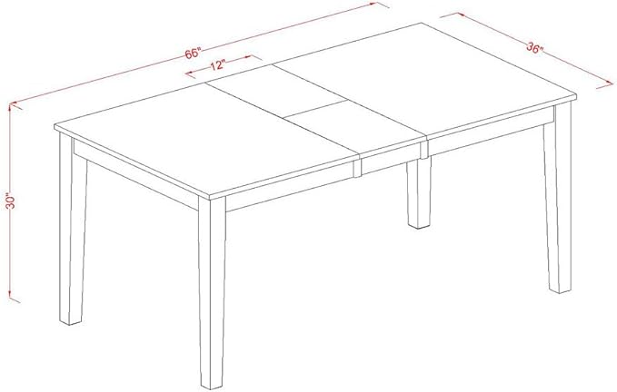 East West Furniture NIQU5-WHI-W 5 Piece Dining Set Includes a Rectangle Dining Table with Butterfly Leaf and 4 Kitchen Chairs, 36x66 Inch, Buttermilk & Cherry