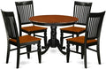 East West Furniture HLWE5-BCH-W 5 Piece Modern Dining Table Set Includes a Round Wooden Table with Pedestal and 4 Dining Chairs, 42x42 Inch, Black & Cherry