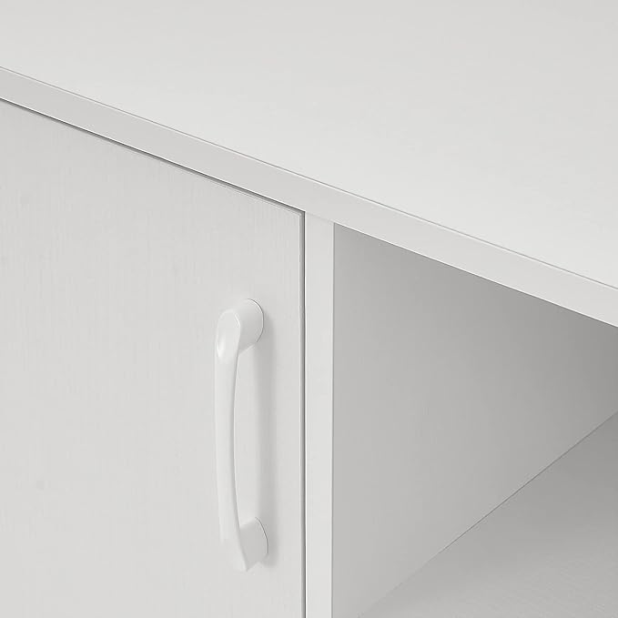 Panana TV Stand for TV up to 50 Inches, 2 Doors Entertainment Center with Open Shelves Storage, TV Console Unit for Living Room Bedroom (White)