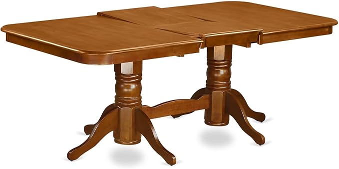 East West Furniture NANA5-SBR-W 5 Piece Dining Room Furniture Set Includes a Rectangle Kitchen Table with Butterfly Leaf and 4 Dining Chairs, 40x78 Inch, Saddle Brown