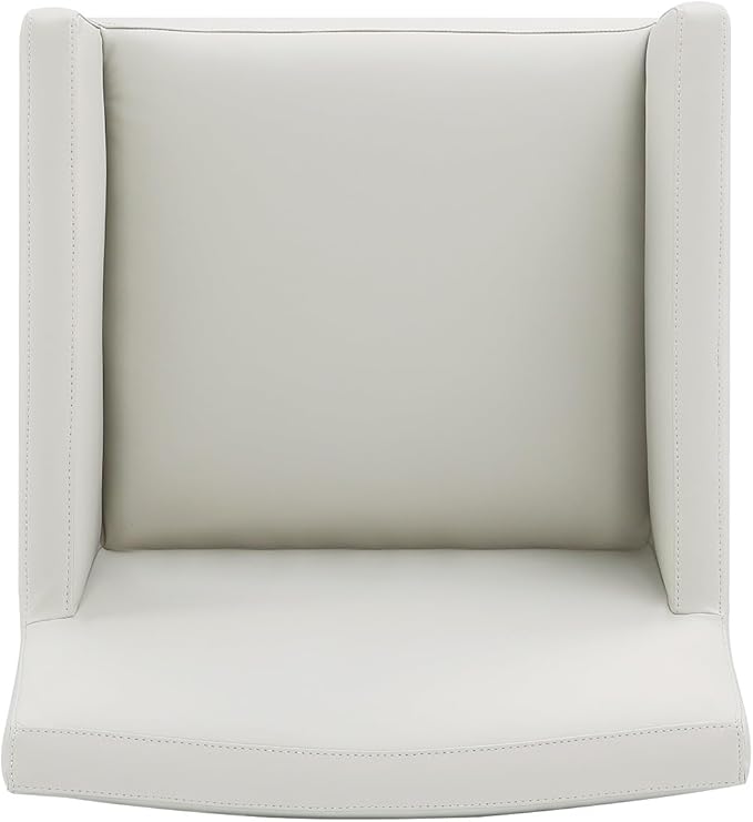 Manhattan Comfort Anna Square Modern Dining Chair with Arms, Head-to-Toe Faux Leather Upholstered Accent Armchair with Plastic Foot Padding, Set of 2, Stone Grey