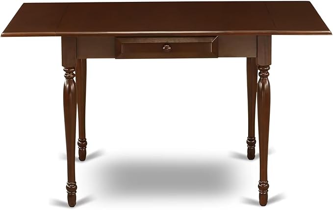 East West Furniture MZDA5-MAH-C 5 Piece Kitchen Table Set for 4 Includes a Rectangle Dining Table with Dropleaf and 4 Linen Fabric Dining Room Chairs, 36x54 Inch, Mahogany