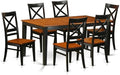 East West Furniture NIQU7-BCH-W 7 Piece Dining Room Table Set Consist of a Rectangle Kitchen Table with Butterfly Leaf and 6 Dining Chairs, 36x66 Inch, Black & Cherry