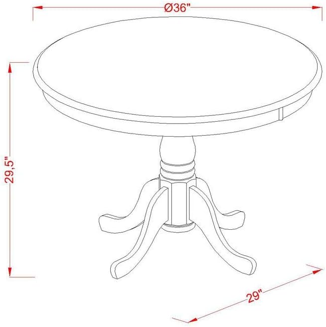 East West Furniture ANAV3-OAK-C 3 Piece Dining Room Table Set Contains a Round Wooden Table with Pedestal and 2 Linen Fabric Kitchen Dining Chairs, 36x36 Inch, Oak