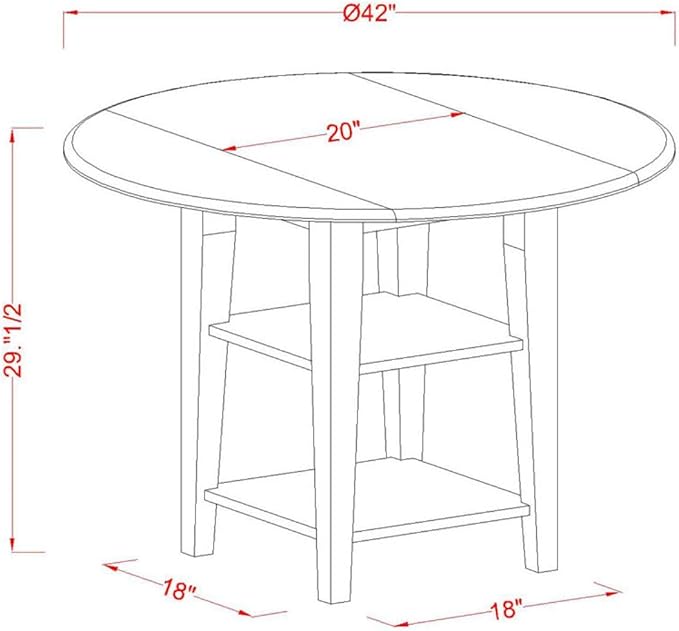East West Furniture SUNI3-BMK-W 3 Piece Kitchen Table Set for Small Spaces Contains a Round Dining Room Table with Dropleaf & Shelves and 2 Dining Chairs, 42x42 Inch, Buttermilk & Cherry